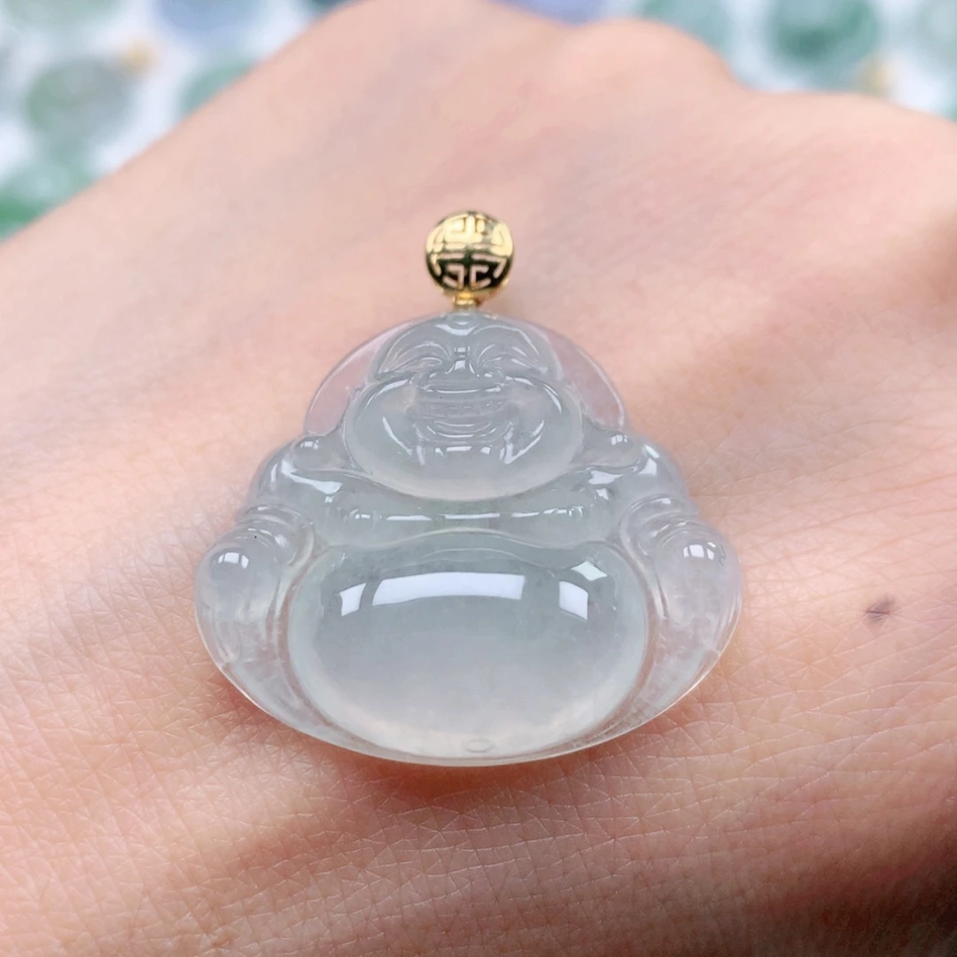 翡翠吊坠(不含链)18K金镶嵌一***