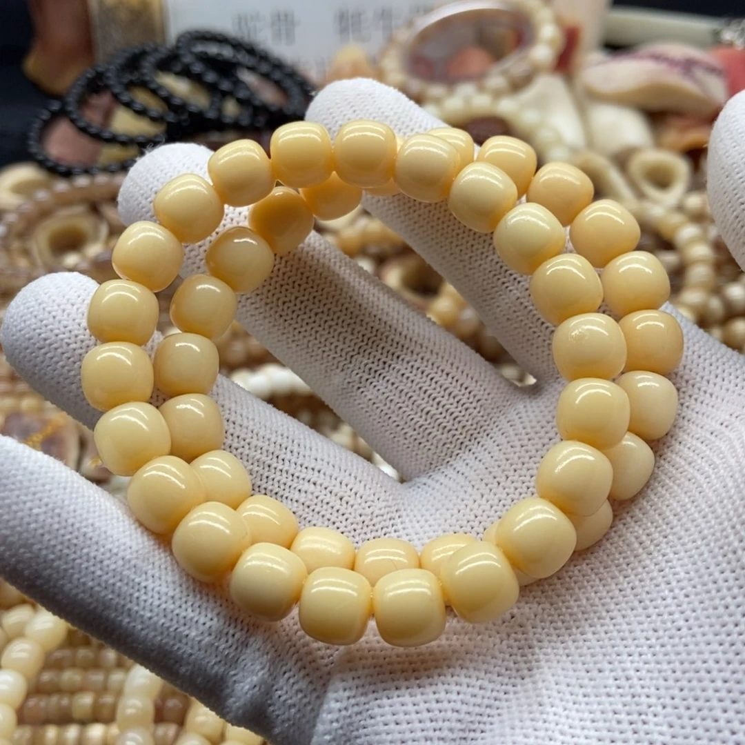 驼骨手串/手链10毫米奶油黄老型