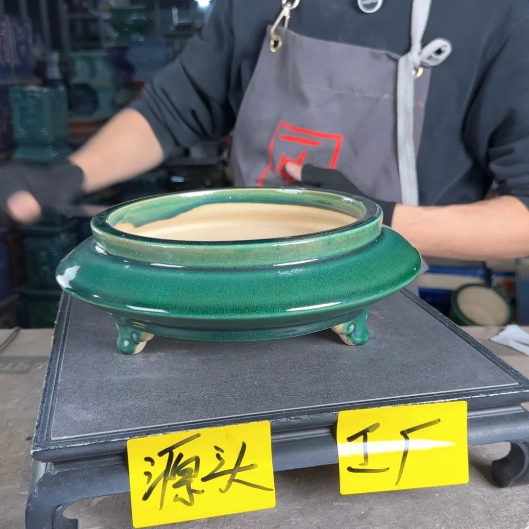一风堂石湾花盆。高温裂瑕疵