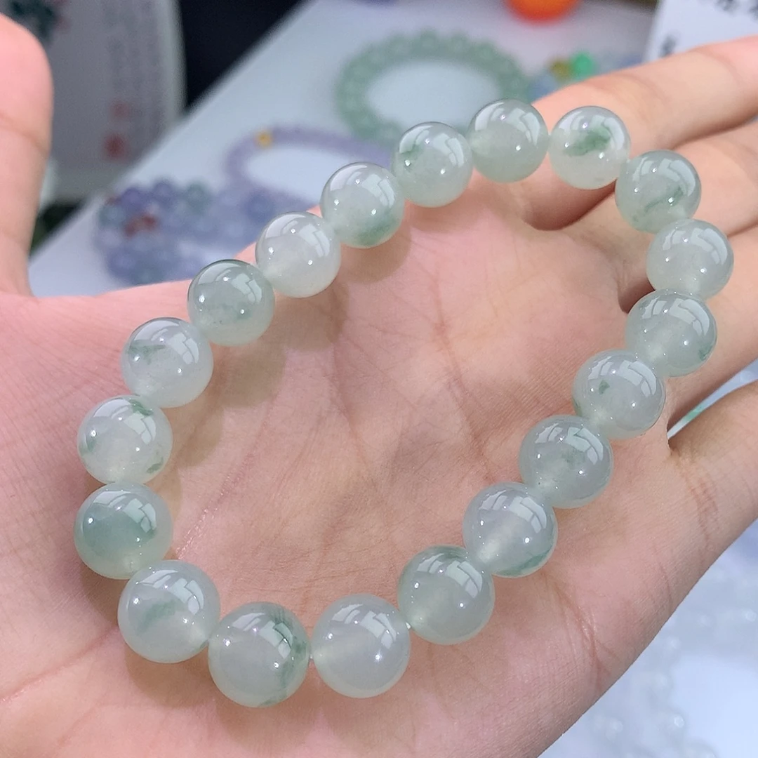 未镶嵌手链翡翠翡翠冰飘绿花手串