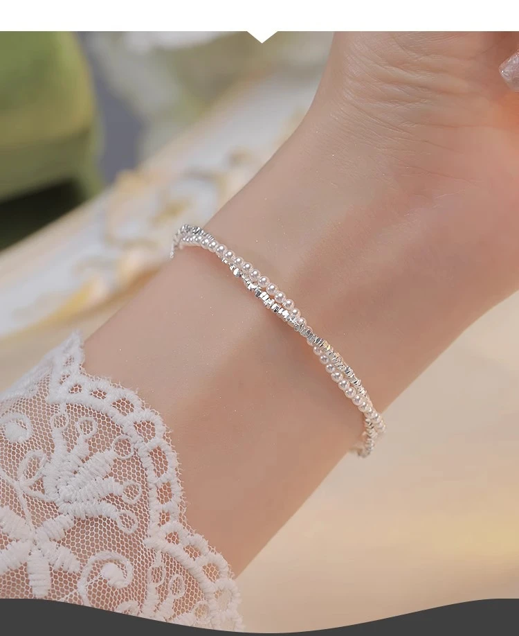 925银手链 S925纯银碎银盘缠双层手链轻奢小众精致气质女时尚饰品