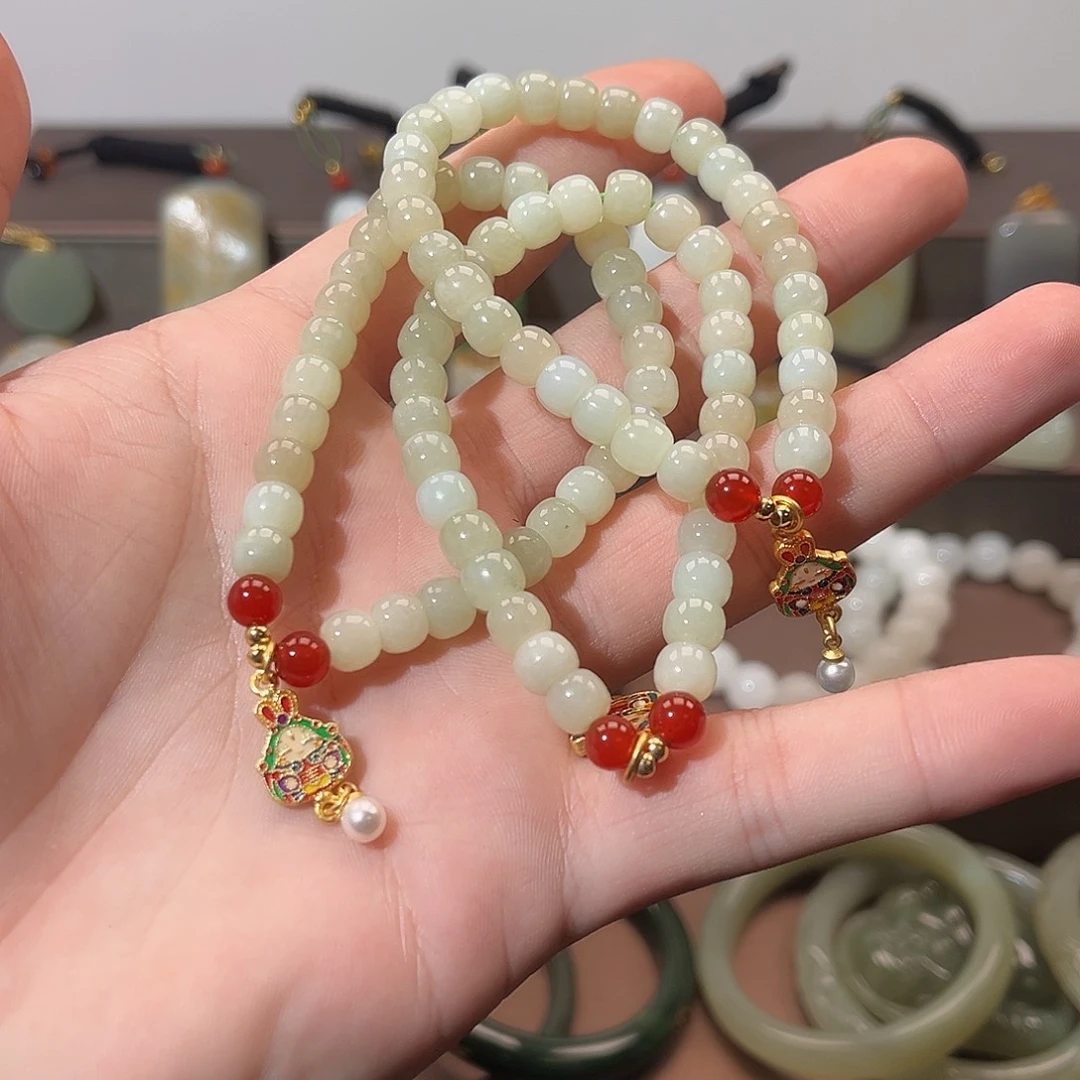 和田玉未镶嵌手链和田玉青白手串（随机发，拍一发一）