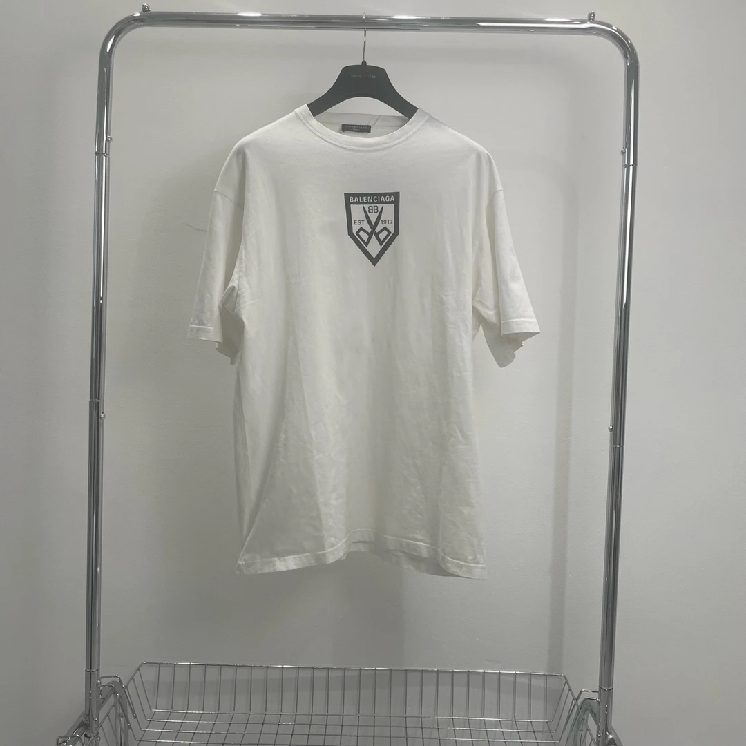 99新 Balenciaga/巴黎世家 剪刀白色logo短袖 尺码s yy00341