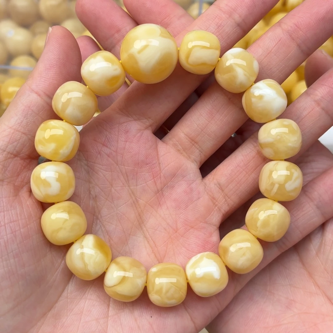 蜜蜡未镶嵌裸石13+老型同料手串