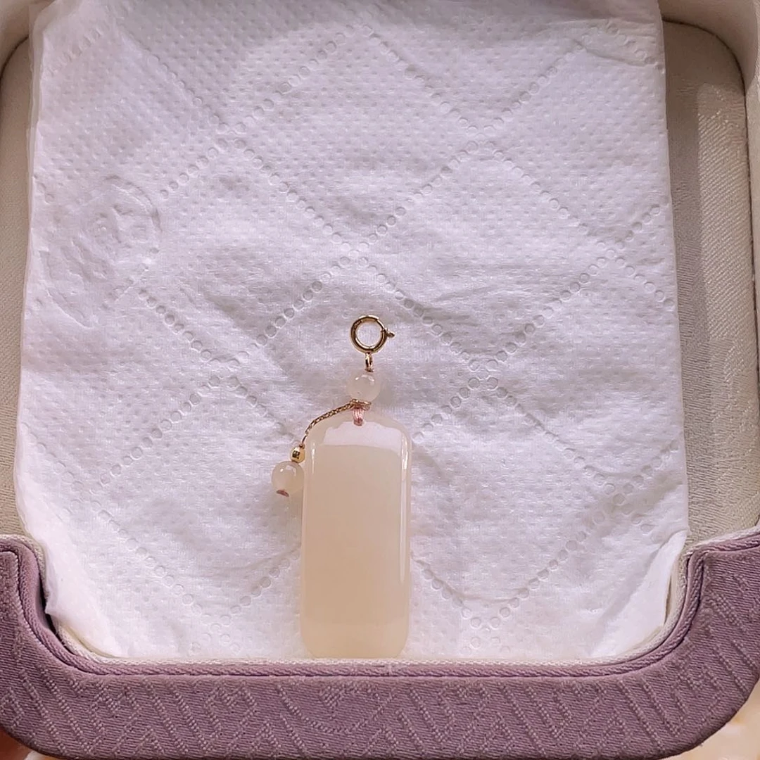 和田玉18K金镶嵌吊坠(不含链)