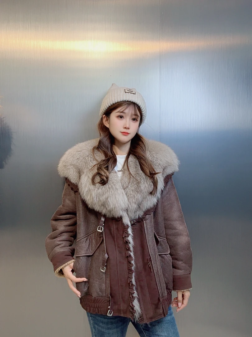 晶晶.Fashion 秋冬新款中长羊皮羊毛皮毛一体579