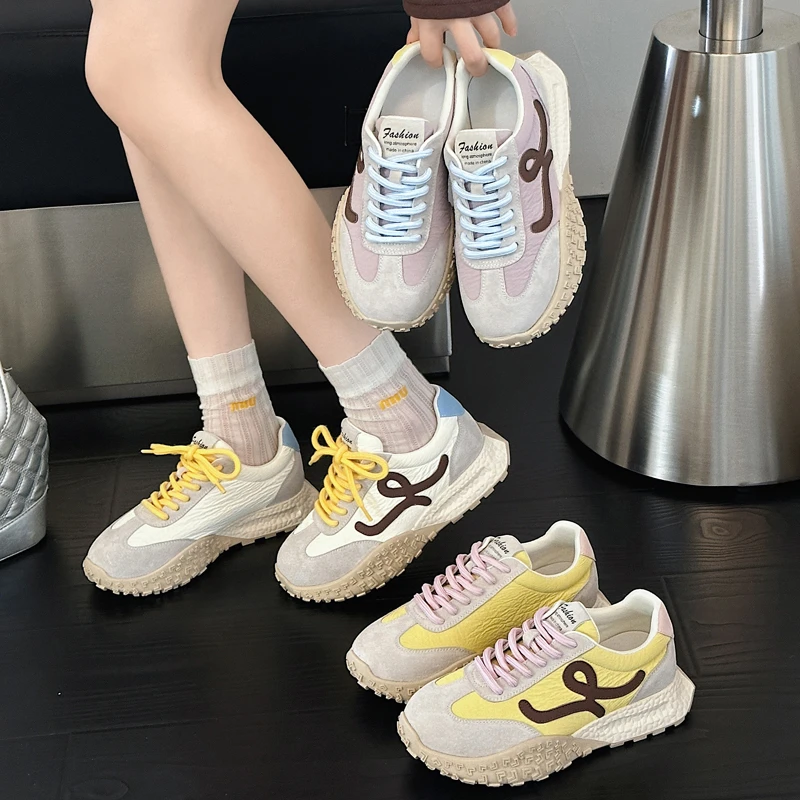 阿甘鞋女真皮复古德训鞋2025年春季新款透气小白鞋百搭休闲运动鞋