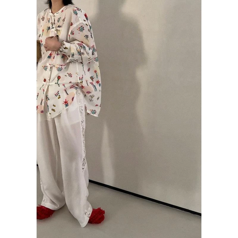zhen丝复古图案衬衣 (汉服）J24C085