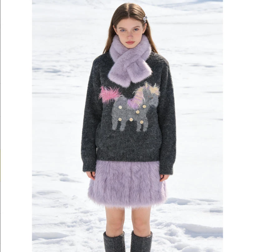 “梦幻罗马” 套头串珠亮片针织衫毛衣吉祥圣诞款 J25120907