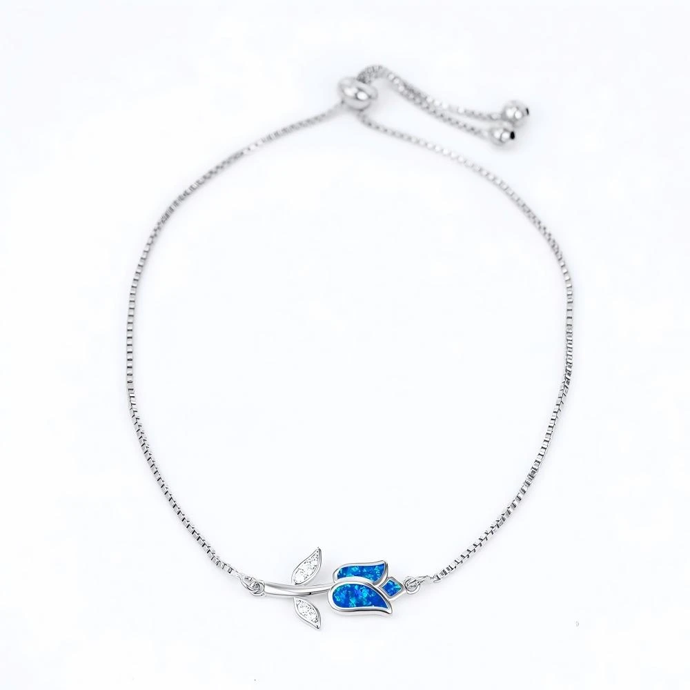 9602【原创opal系列·巴黎玫瑰】设计师款蓝色澳宝女士手链