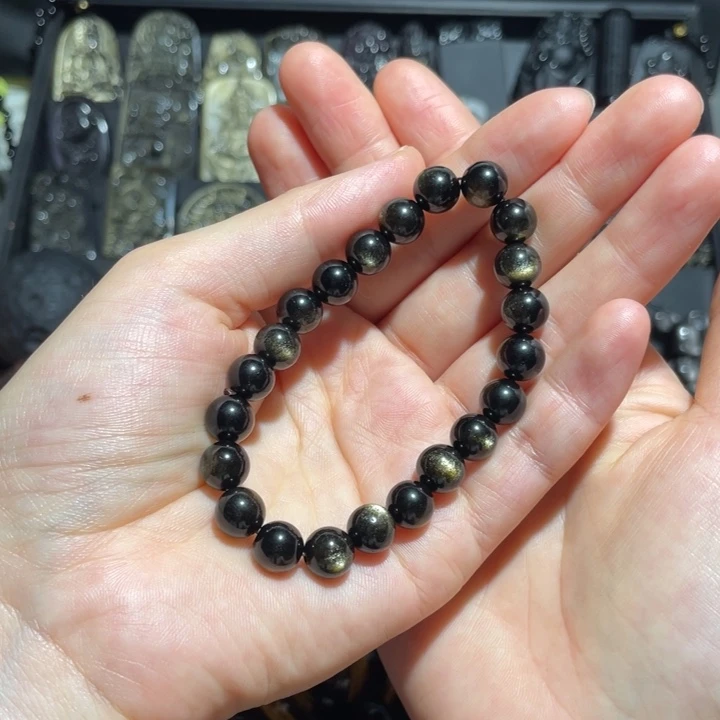 黑曜岩未镶嵌手串妞****）