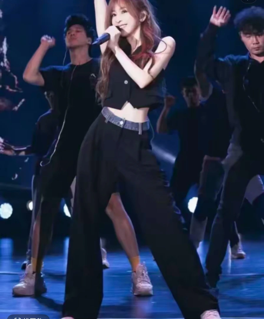 QY-腰带中裤秋冬百搭长裤复古休闲秋季拖地休闲裤-3412