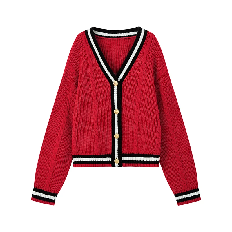 【小余专属】学院风撞色针织开衫D09CZS9546