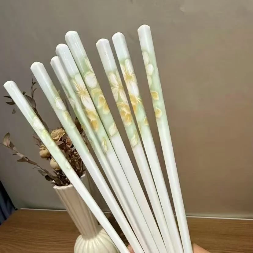 ins陶瓷食品级筷子餐具紫郁草水档防霉陶瓷高颜值家用抗菌防滑