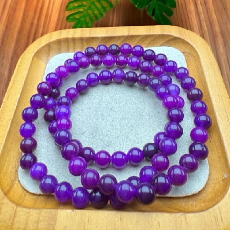 玉化紫卡6m三圈手串91