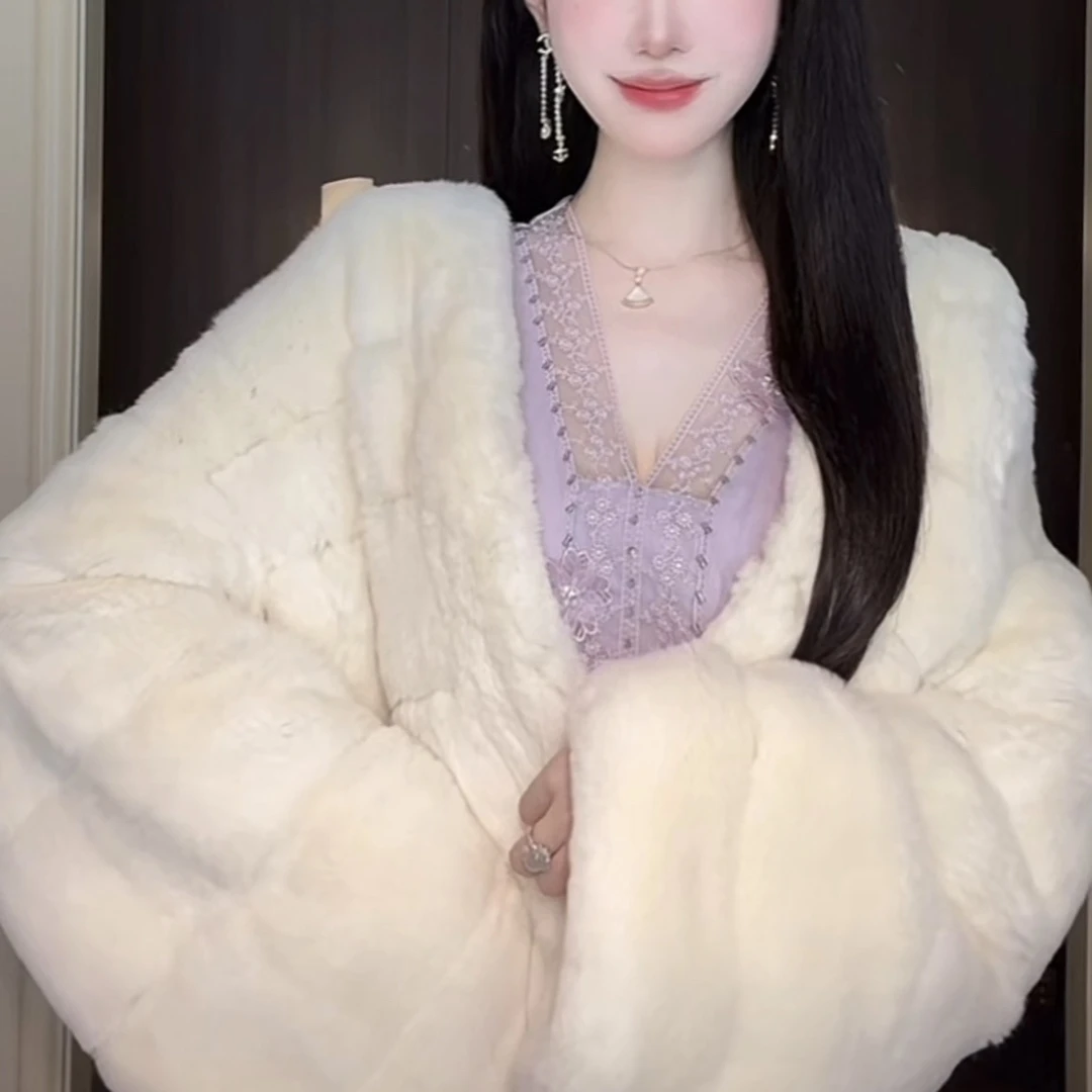 【雅乔定制】雪山来信 高档进口懒兔毛皮草外套女秋冬DYDD-25070079