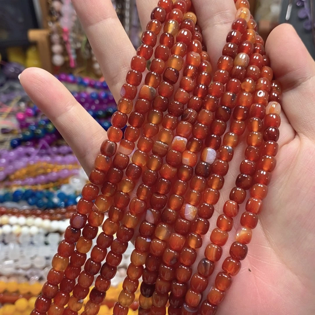 玛瑙/玉髓未镶嵌珠宝半成品红玛瑙老型一条卡6mm