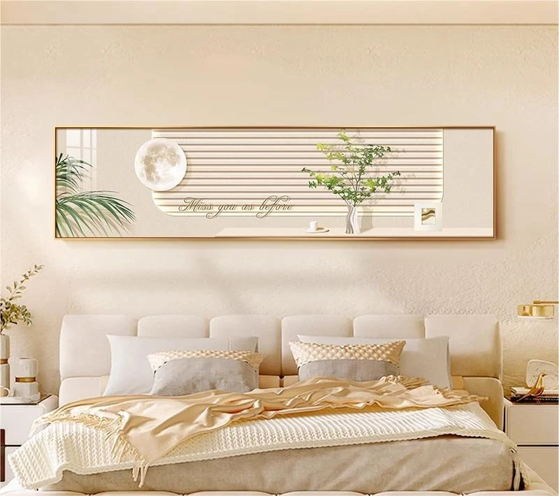 高级感卧室床头装饰画现代简约新款绿植主卧房间背景墙面壁画挂画