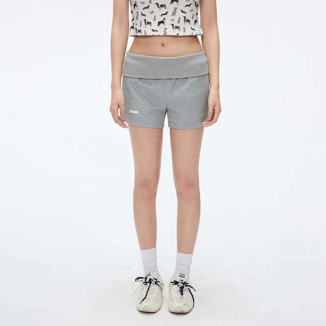 JUMPNEXT美式简约百搭外翻纯色休闲短裤2025新款显瘦直筒打底裤