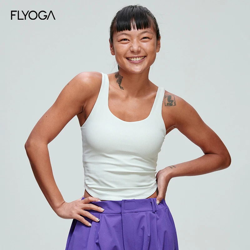 FLYOGA瑜伽普拉提专业运动弧形下摆背心51190