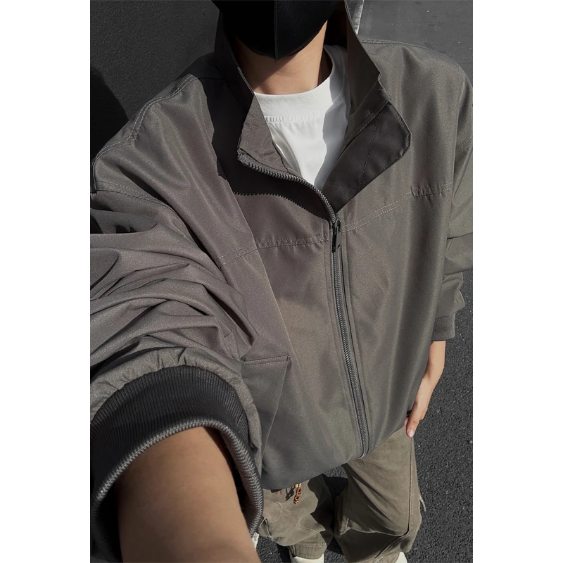 春秋美式教练夹克工装三防立领外套宽松飞行员潮流休闲男冲锋衣