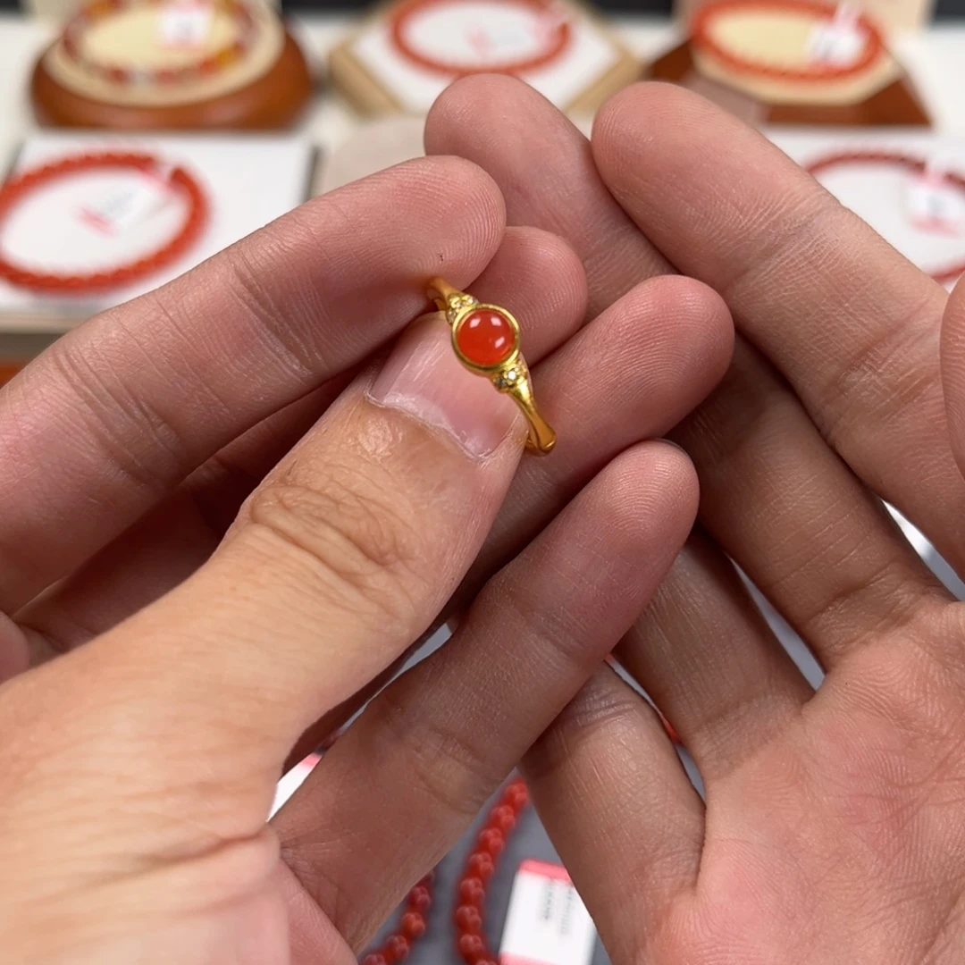 南红玛瑙合金戒指
