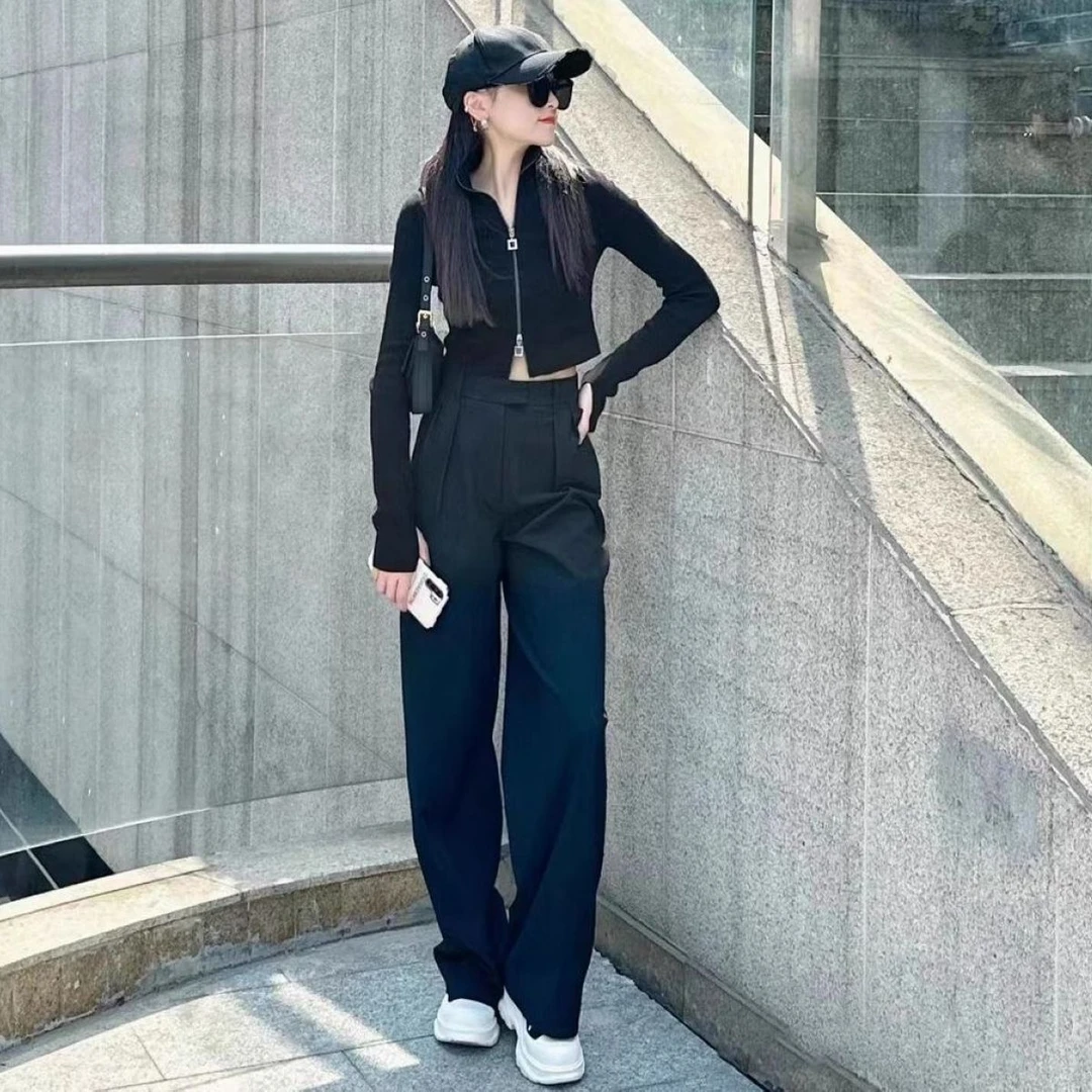阿家专柜正品显瘦高腰百搭春夏羊毛直筒西裤 5100549-253811-001