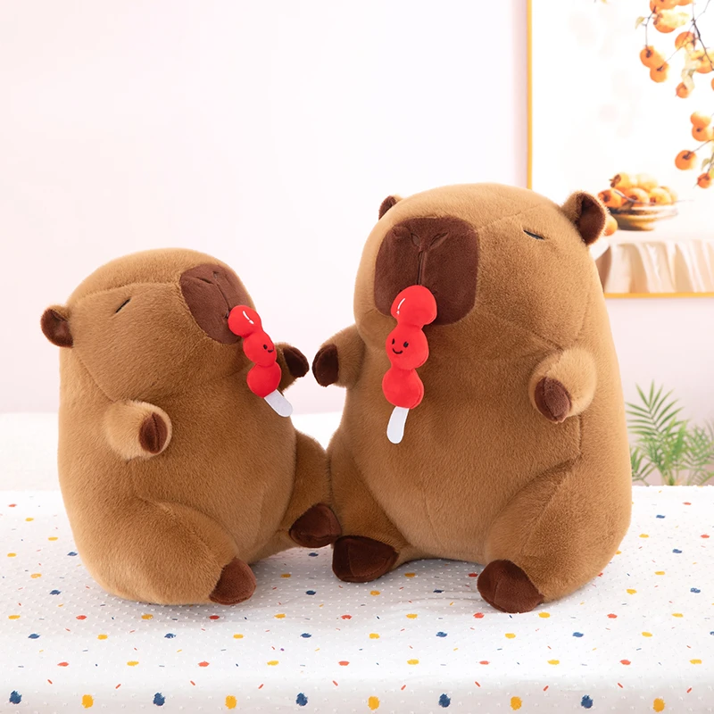 卡通创意吃糖葫芦水豚玩偶可爱呆萌毛绒玩具卡皮巴拉礼物公仔男女