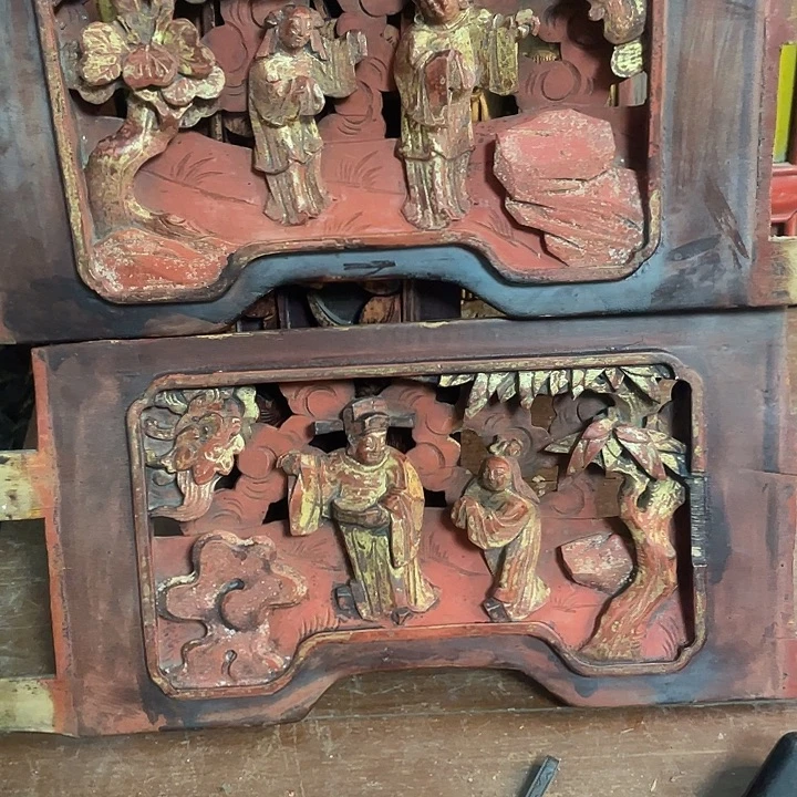 博***画绒质老木雕雕花板包邮