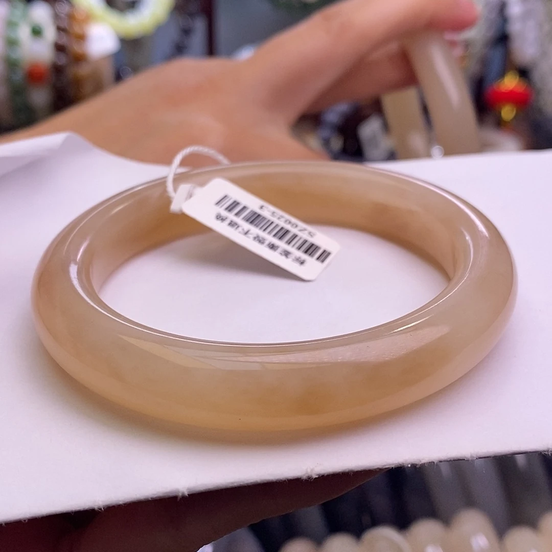 颈饰未镶嵌和田玉红藕粉手镯60圈口