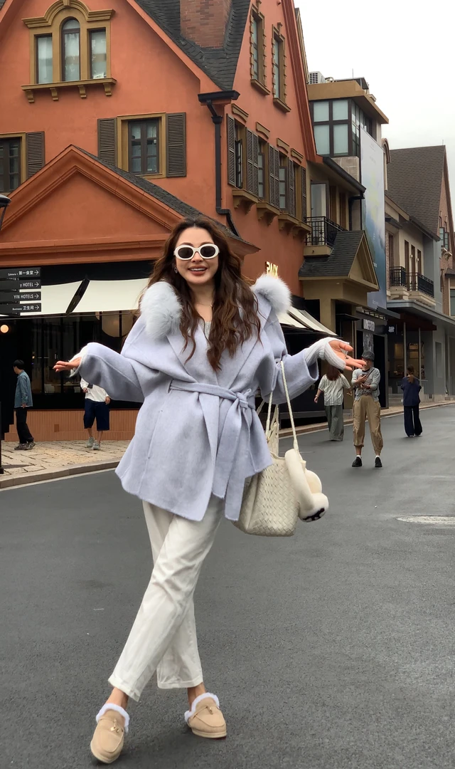 Singularity Me 9A 55729 绵羊毛羊驼毛双面秋冬短款绑带大衣外套