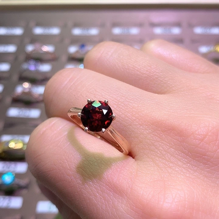 石榴石戒指银S925镶嵌