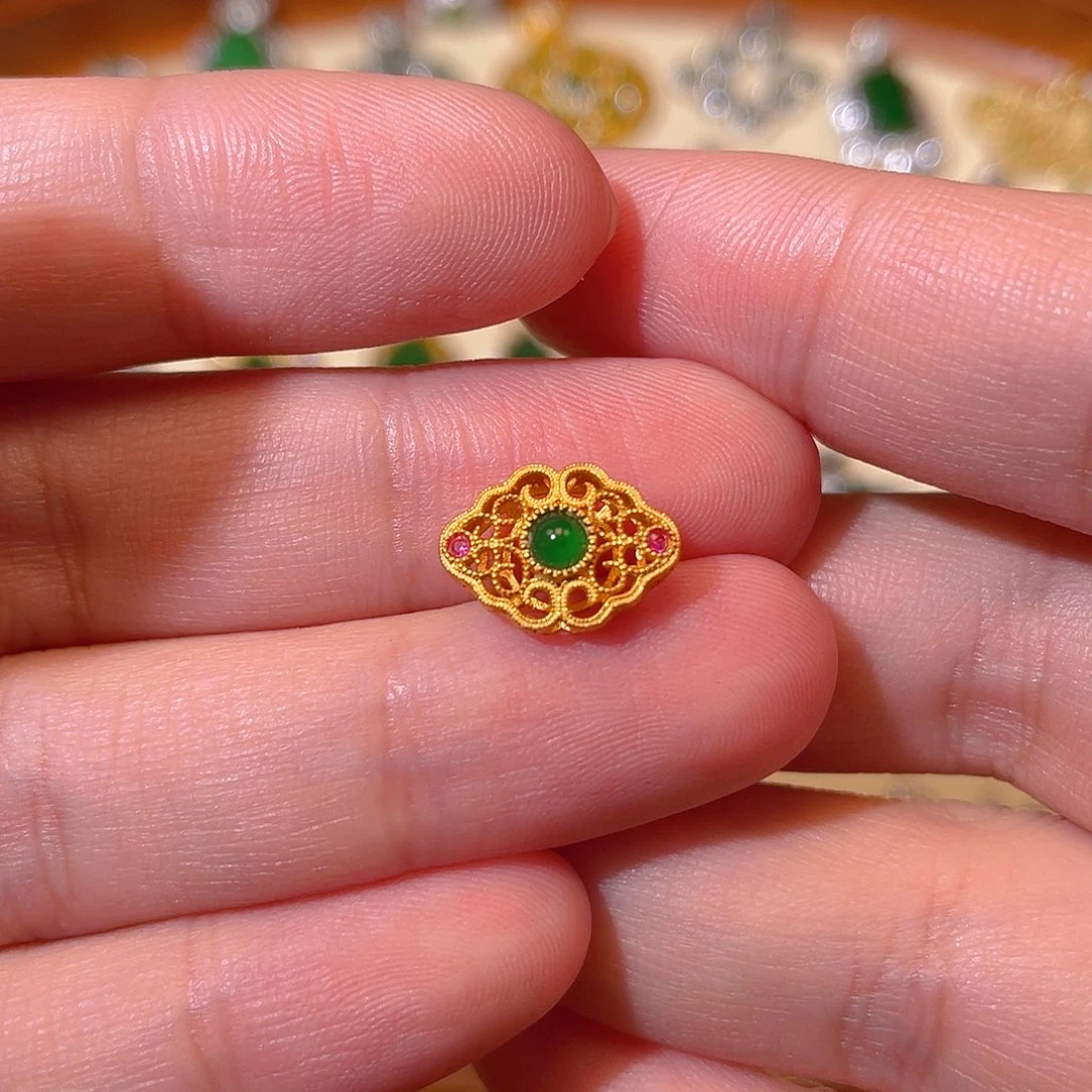 吊坠(不含链)银S925镶嵌翡翠