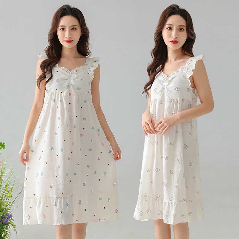 带胸垫夏季无袖背心裙2025年新款遮胸绵绸连衣裙甜美睡衣家居裙子