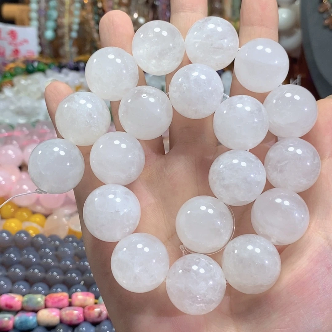 未镶嵌玛瑙/玉髓珠宝半成品白幽灵一条卡20mm