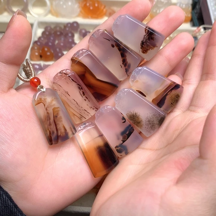 玛瑙/玉髓未镶嵌玛瑙草花牌/只