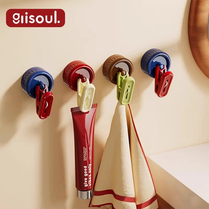 ANNAHOUSE可旋转吸盘挂钩收纳夹子免打孔浴室夹毛巾神器无痕夹NS