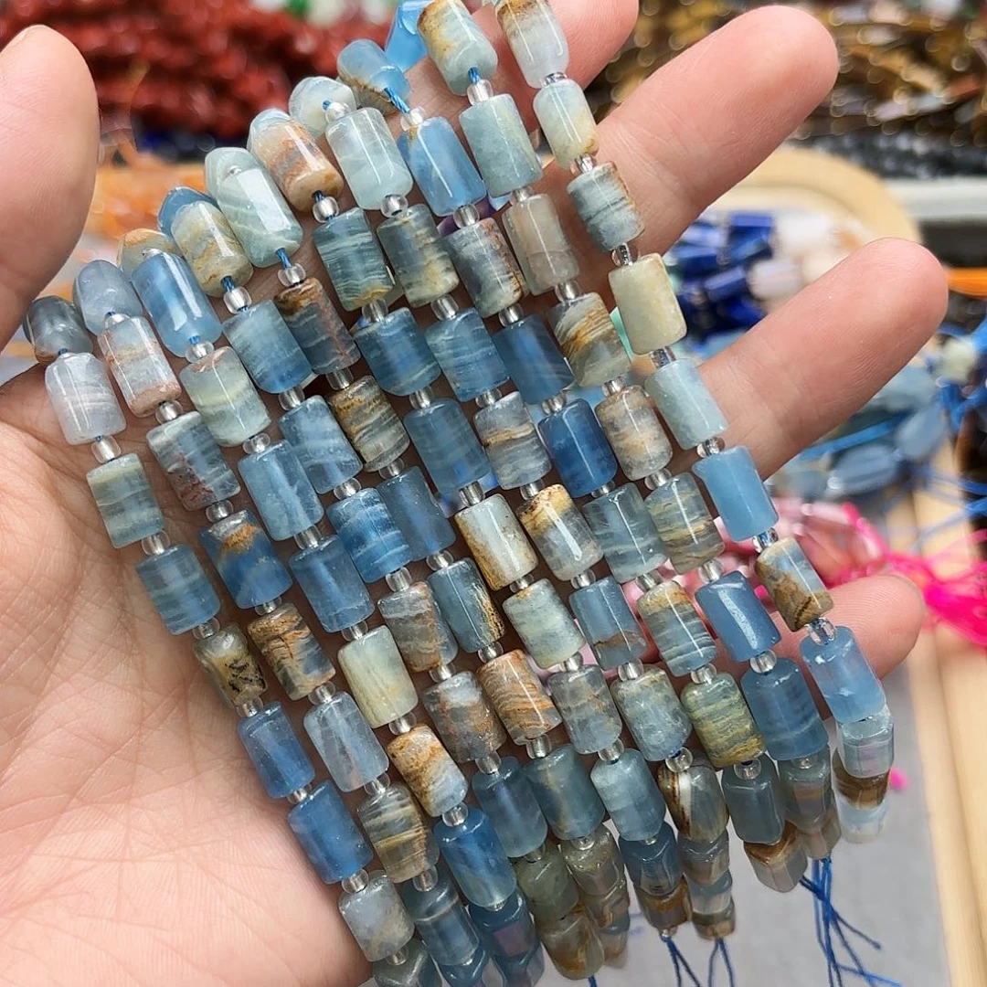 未镶嵌玛瑙/玉髓珠宝半成品7×10方解石柱子短条