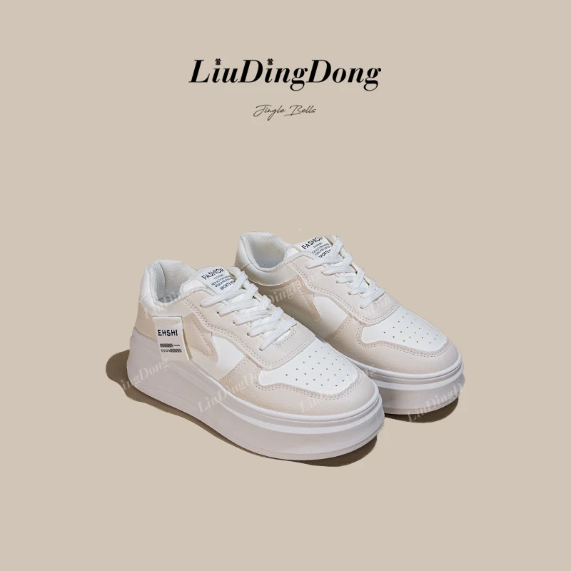 【刘叮咚女鞋】冬季新款百搭板鞋皮面高帮爆款ins潮