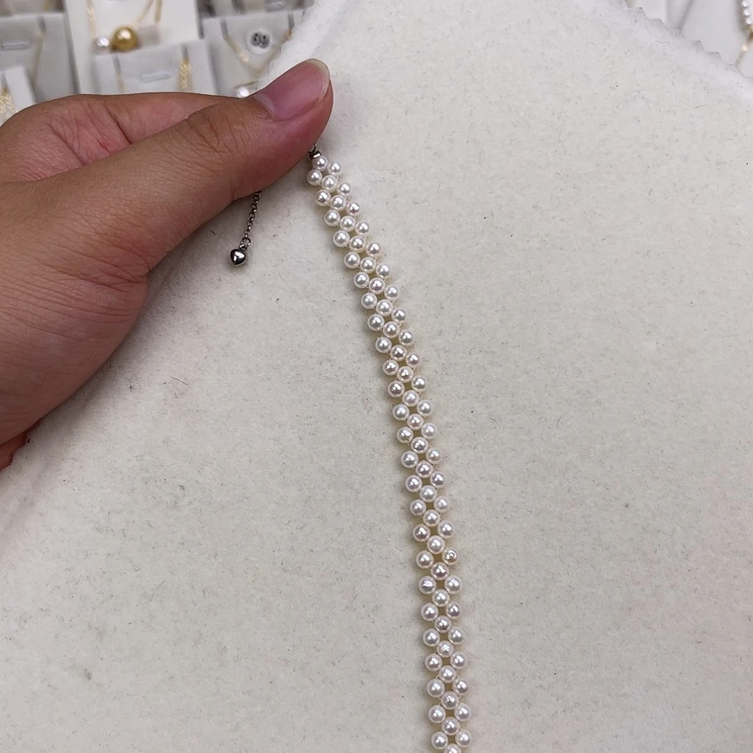 银S925镶嵌手绳淡水珍珠