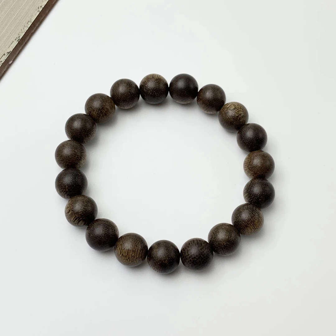 【福利款】芽庄黑奇楠满结油老料单圈10mm素珠天然沉香手串