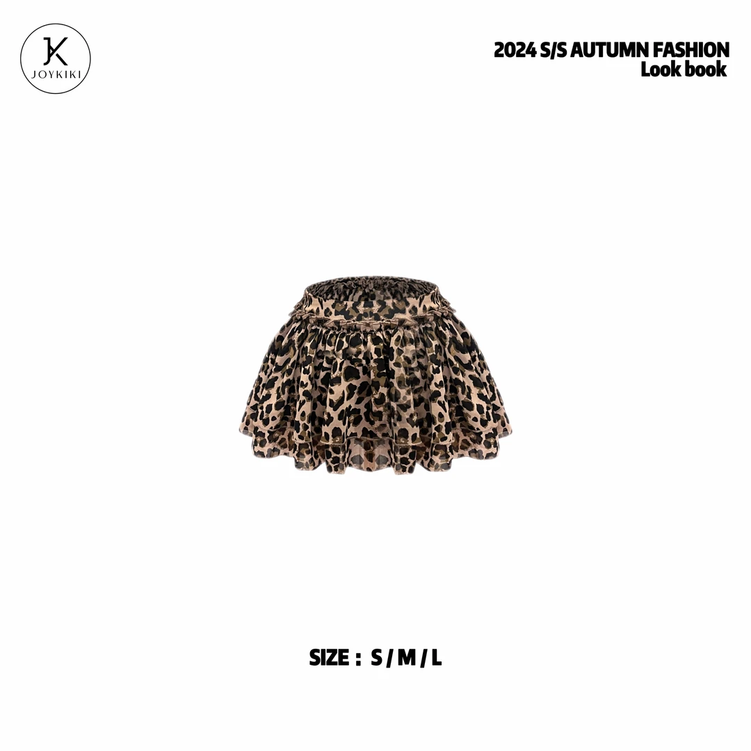 JOY KIKI金金【豹纹少女】纯欲斜肩纯色显瘦上衣半裙 J24C333
