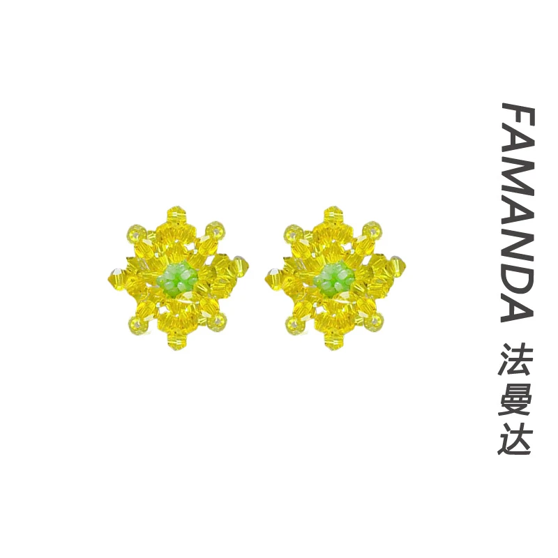 法曼达 铜合金亚克力耳饰 【向阳小花】彩色简约手工植物花卉女耳饰