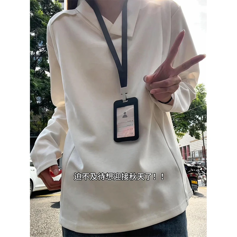 设计感不规则卫衣男秋季潮牌休闲情侣Polo衫美式百搭宽松长袖T恤