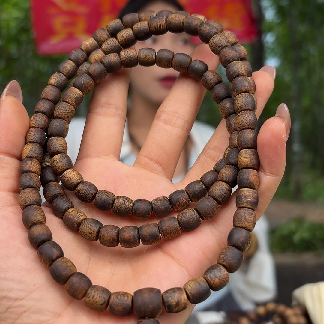 沉香手串奇楠沉香08鼓珠34克➕