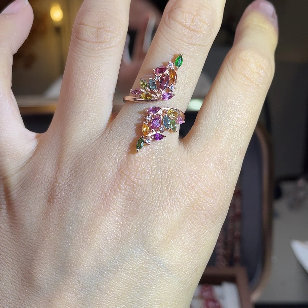 碧玺戒指银S925镶嵌