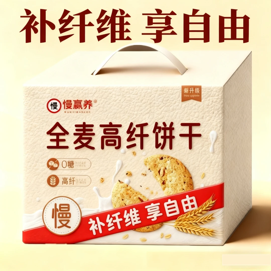 慢赢养全麦高纤饼干750克补充膳食纤维饼干