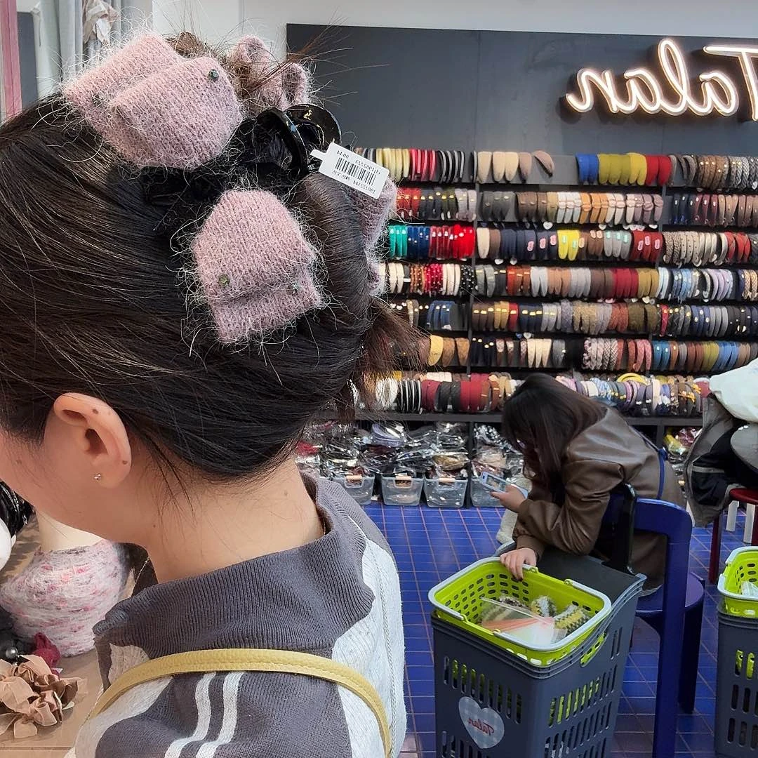 布艺铁合金紫色毛线抓夹