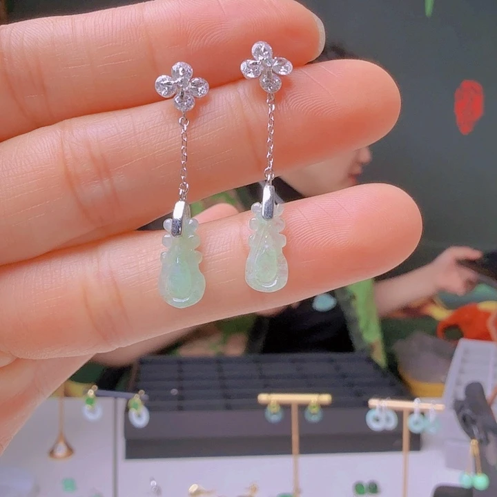 翡翠银S925镶嵌耳饰