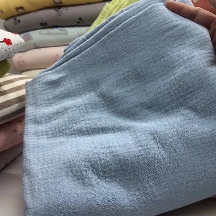 蓝色双层绉纱2米长